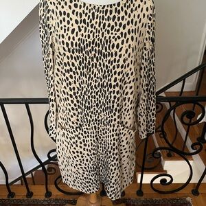 J. Crew Black and Tan Animal Print Dress